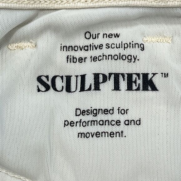 Athleta Sculptek Jeans Womens Sz 8 Cream High Rise Straight Leg Ankle Stretch - Picture 8 of 10